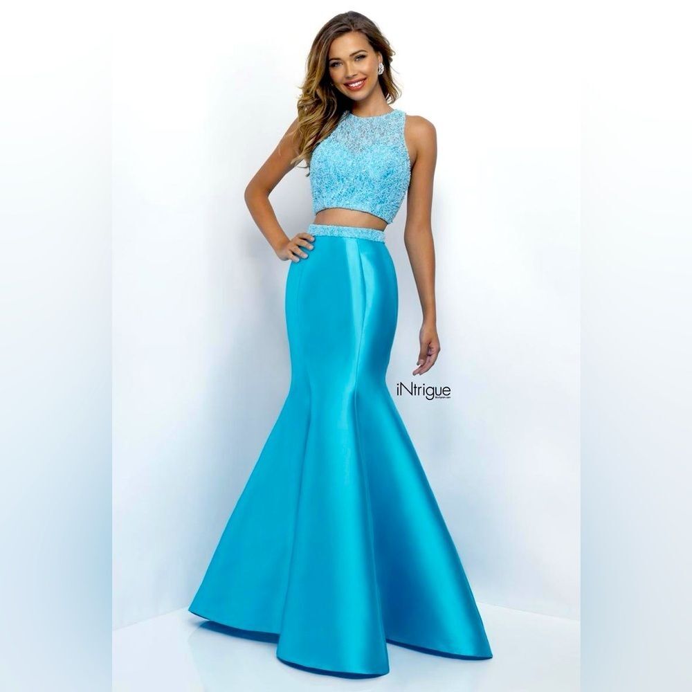 (W0) Intrigue by Blush PromStyle No. 284, Women's Blue Two-Piece Dress, Size 16